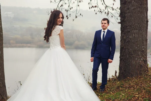 Feliz belo casal de recém-casados — Fotografia de Stock