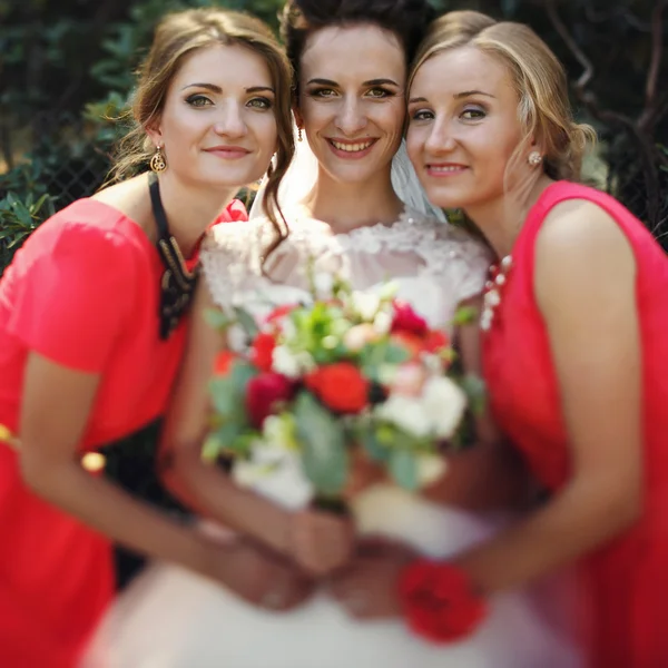 Щаслива наречена з подружками — стокове фото
