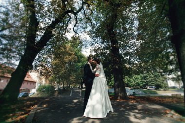 Romantik yeni evli çift gelin ve damat