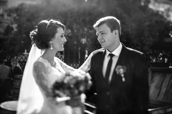 Romantiska bruden och brudgummen — Stockfoto