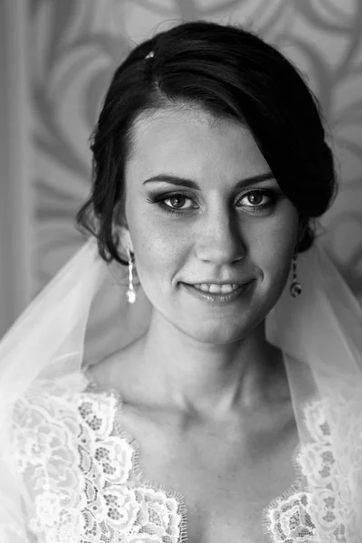 ポーズ美しいブルネットの花嫁 — ストック写真