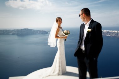 Terasta poz güzel Romantik Çift