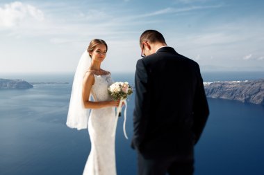 Terasta poz güzel Romantik Çift