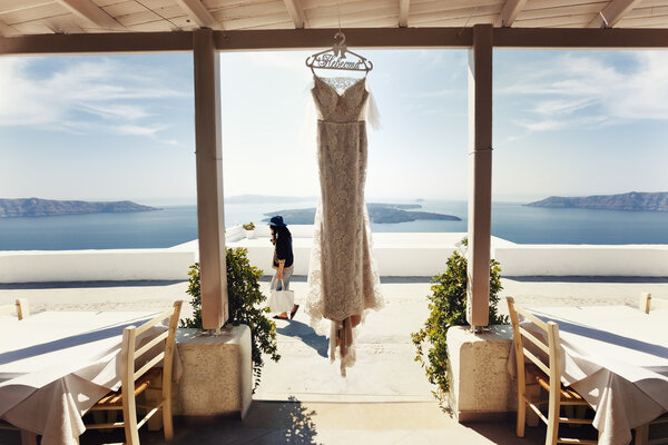 Elegant vintage white wedding dress