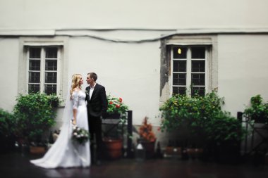 Sarılma romantik yeni evliler