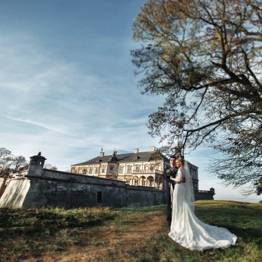 Güzel peri masalı yeni evli çift sarılma