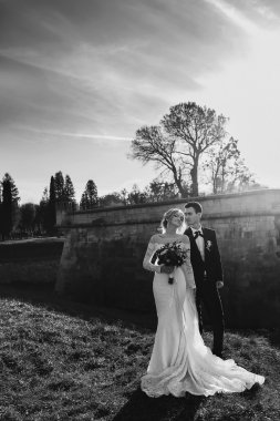 El ele tutuşarak romantik yeni evliler