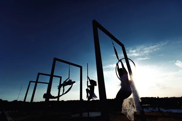 Beautiful dancers silhouettes