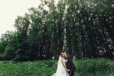 Mutlu sevimli yeni evli çift