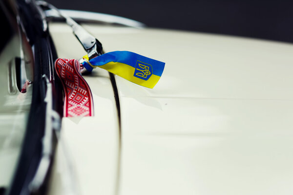Emblem of Ukraine on the car