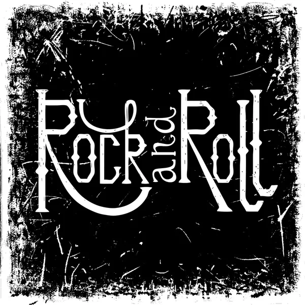 Vintage handgezeichnete Schriftzüge Rock 'n "Roll auf Grunge-Hintergrund. Retro-Vektorillustration. Design, Retro-Karte, Druck, T-Shirt, Postkarte — Stockvektor