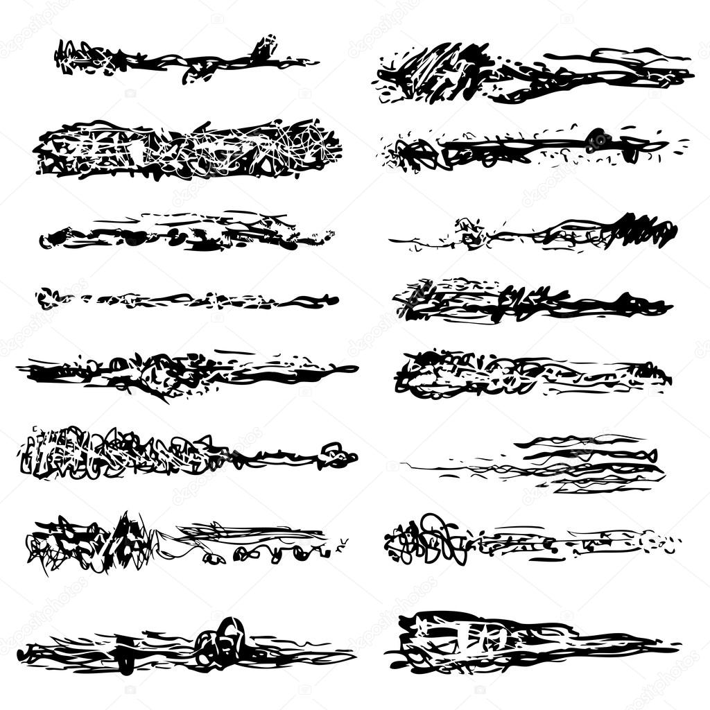 Collection of grunge brushes. Hand drawn vector illustration
