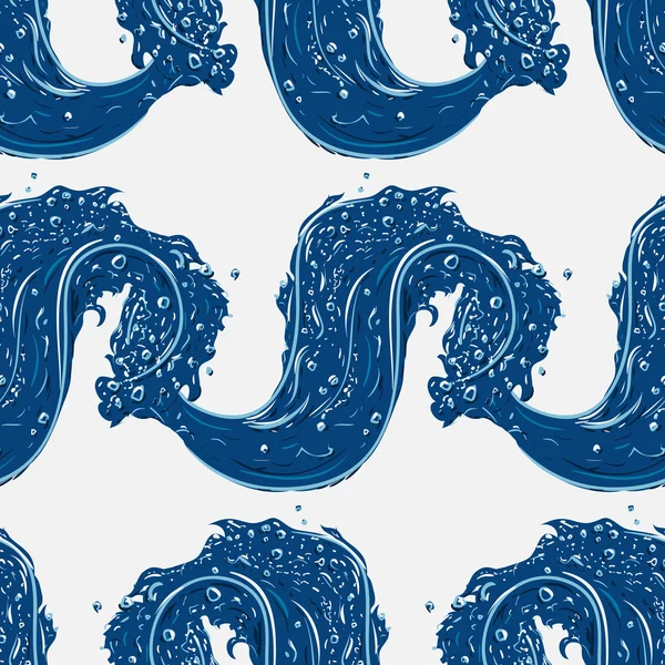 水をはねる波とシームレスなパターン。手描きベクトルイラスト — ストックベクタ