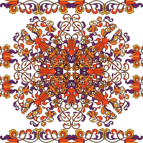 Patrón de arte tailandés. ornamento floral oriental sin costuras. Ilustración de vector dibujado a mano colorido — Vector de stock