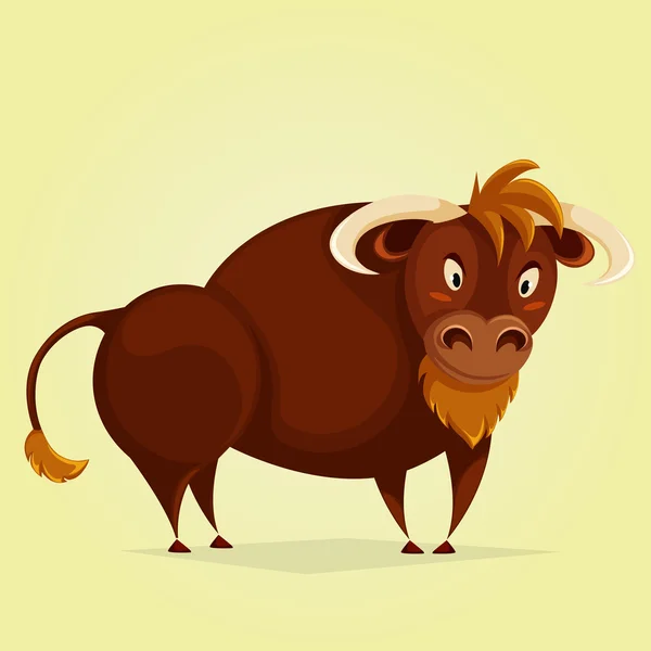 Divertido toro. Personaje de dibujos animados. Ilustración vectorial — Vector de stock