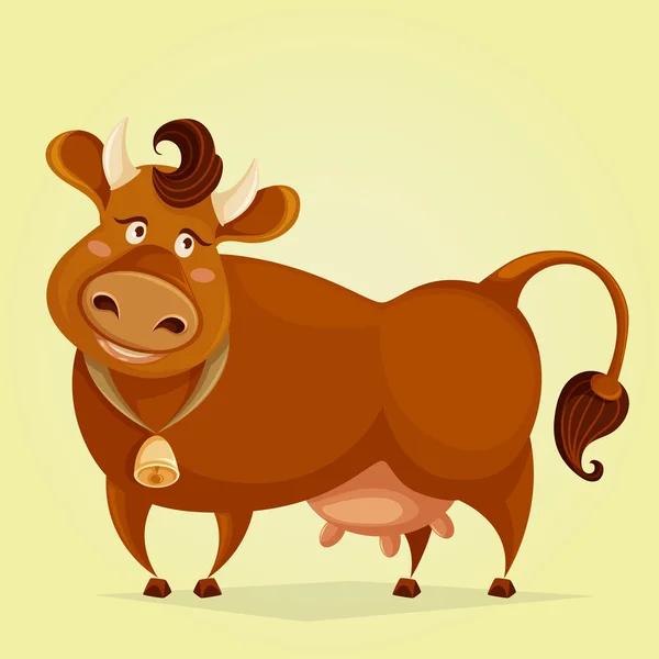 Una vaca graciosa. Personaje de dibujos animados. Ilustración vectorial — Vector de stock