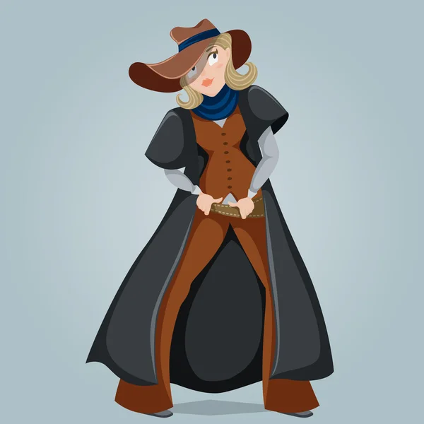 Cowgirl. Rolig seriefigur. Vektor illustration i retrostil — Stock vektor