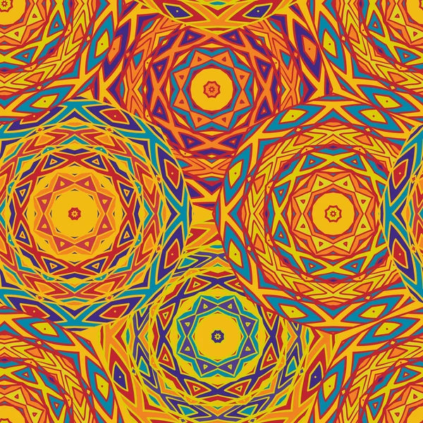 Naadloze patroon met etnische geometrische sieraad. Abstracte tribal achtergrond met ronde elementen. Vectorillustratie — Stockvector