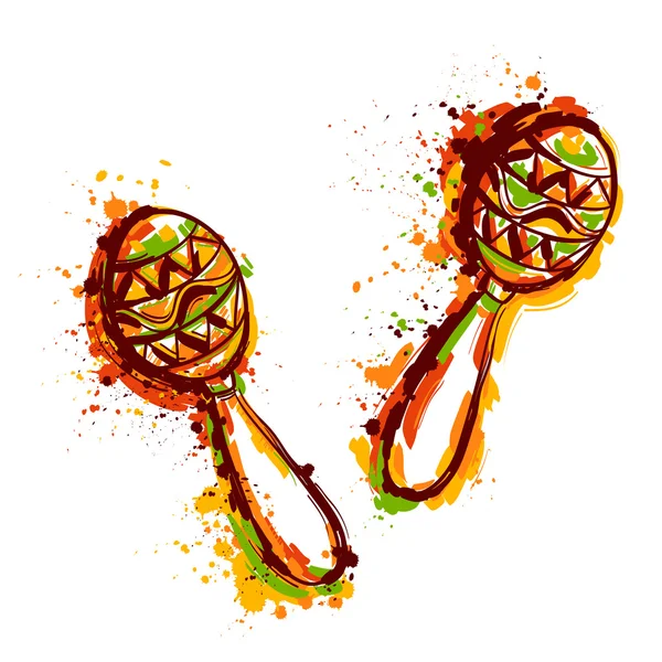 Maracas mexicanas. Fiesta de fiesta. Arte estilo grunge dibujado a mano. Ilustración vectorial — Archivo Imágenes Vectoriales