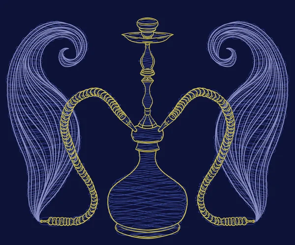 Кальян и дым. Винтажная векторная иллюстрация — стоковый вектор