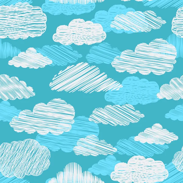 Karalama bulutlar ile Seamless modeli. Vektör çizim — Stok Vektör