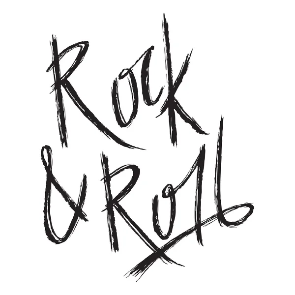 Vintage mână desenat litere rock and roll. Ilustrație vectorială retro. Design concept pentru carte, imprimare, tricou, carte poștală — Vector de stoc