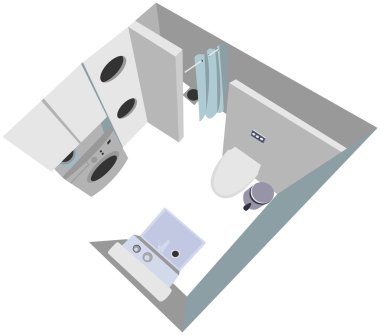 banyo iç kesit çizimi Üstten Görünüm