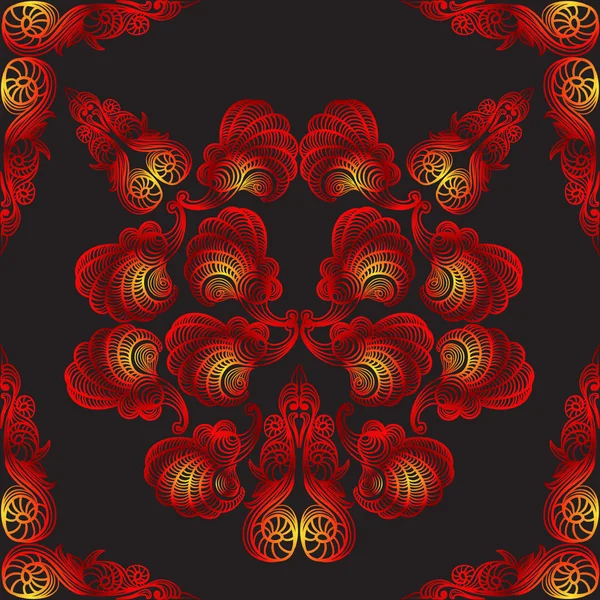 Damasco de neón patrón de encaje floral ornamento vintage sin costuras chino — Vector de stock