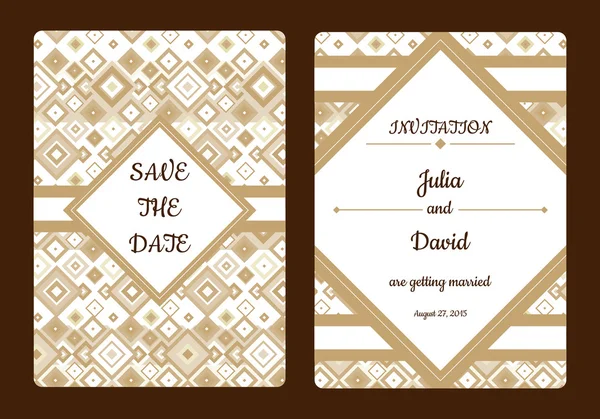 Geometric vintage grunge perfect vector card template. Ideal for Save The Date,mothers day, valentines day, birthday cards, invitations. — Stock Vector