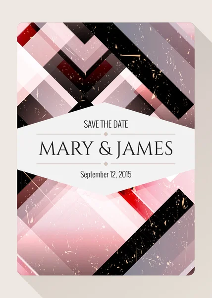 Geometric vintage grunge perfect vector card template. Ideal for Save The Date,mothers day, valentines day, birthday cards, invitations. — Stock Vector