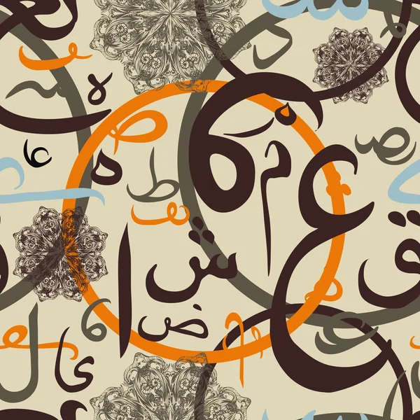 Ornamento patrón sin costuras caligrafía árabe de texto Eid Mubarak concepto para el festival de la comunidad musulmana Eid Al Fitr (Eid Mubarak ) — Vector de stock