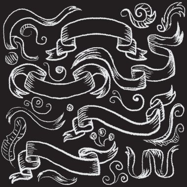 Stilize şerit bir tahtaya tebeşir ile çizim