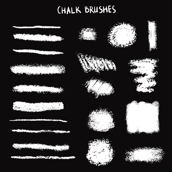 Vector chalk lines or brushes. Vector design elements.
