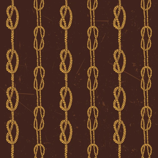 Navy rope and marine knots striped seamless pattern. Vintage vector illustration collection — Stock Vector