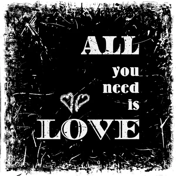 Citeer typografische achtergrond, vector design. "All u need is love" op grunge textuur — Stockvector