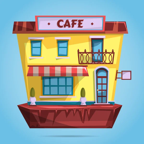 Cafe facade. Flat design vector illustration — Stock Vector