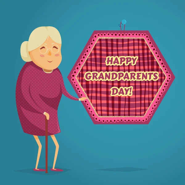 Happy grandmother. Happy grandparents day poster. Vector illustration in cartoon style — Stock Vector