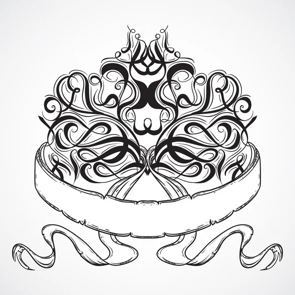 Ročníku tattoo umění design s prvky dekorativní kaligrafie v podobě koruny a stuha nápisu. Viktoriánský motiv. Retro pozvání, karty, tisk, tričko, pohlednice, plakát. Vektorové ilustrace — Stockový vektor