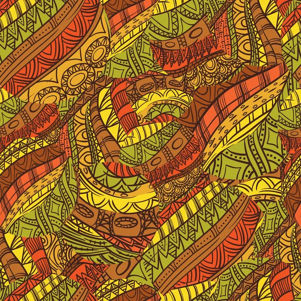 Nahtloses ethnisch-afrikanisches Muster mit Stammesmotiven. handgezeichnete Vektor-Illustration. — Stockvektor