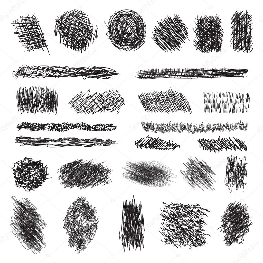 Vector Set Of Scribble Brushes Collection Of Ink Lines Set Of Hand Drawn Textures Scribbles Of Pen Hatching Scratch Stock Vector Image By C Kateja