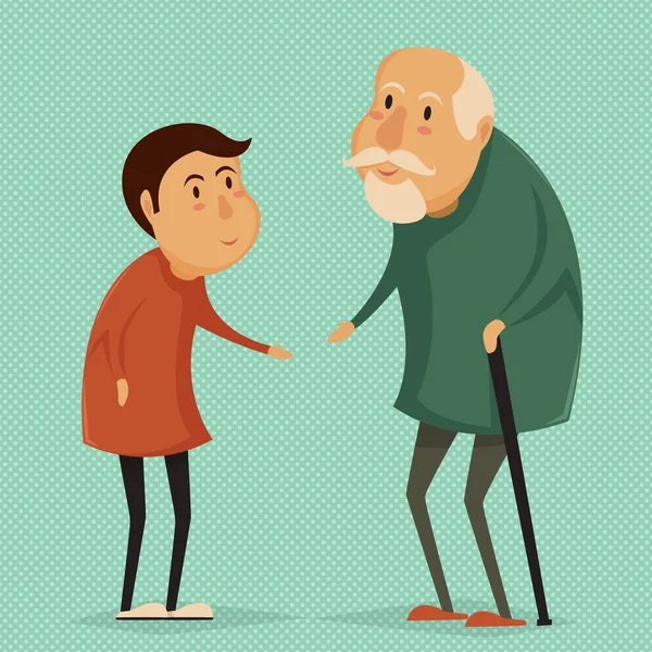 Abuelo e hijo. Feliz cartel del día de los abuelos. Ilustración vectorial en estilo de dibujos animados — Archivo Imágenes Vectoriales