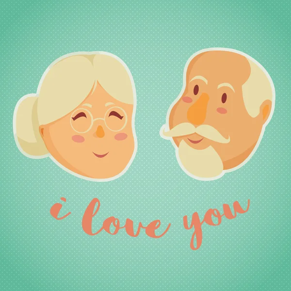 Abuelos felices. Ilustración vectorial en estilo de dibujos animados — Vector de stock