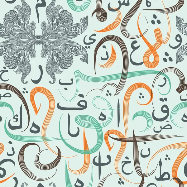 Ornement sans couture coloré calligraphie arabe du texte Eid Moubarak concept pour le festival communautaire musulman Eid Al Fitr (Eid Moubarak) (Traduction : Dieu merci ) — Image vectorielle