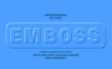 Emboss and neomorphism text, minimal modern blue color. editable font style effect clipart