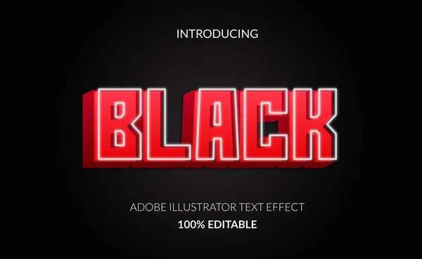 Red Block Editable Adobe Illustrator Text Effect White Light Luminous — Stock Vector