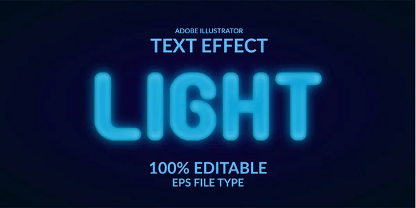 Blaues Licht Leuchtet Neon Text Effekt Editierbare Schrift Adobe Illustrator — Stockvektor
