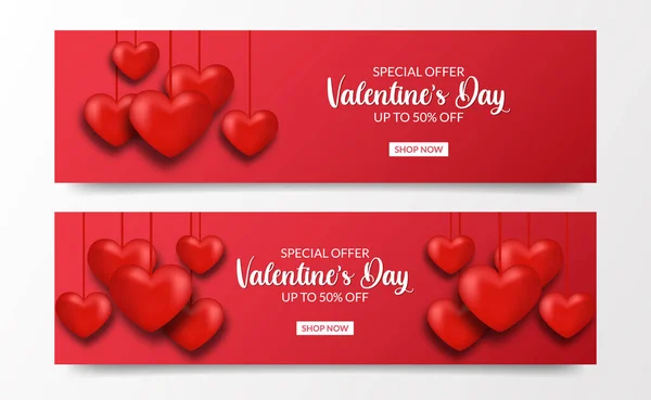 Amour Love Valentine Day Sale Offer Banner Mit Heart Love — Stockvektor