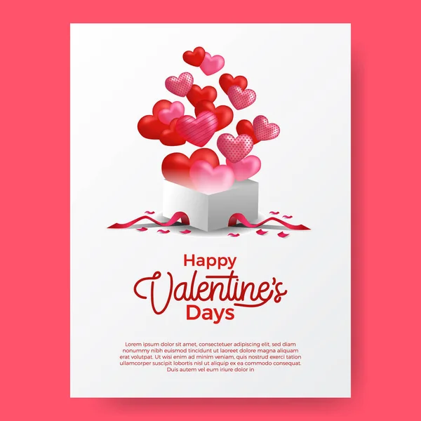 Dia Dos Namorados Cartão Convite Pop Voando Hélio Amor Coração —  Vetores de Stock