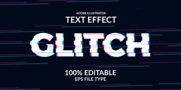 Techno Glitch Text Effekt Adobe Illustrator Editierbare Schriftart Moderner Und — Stockvektor