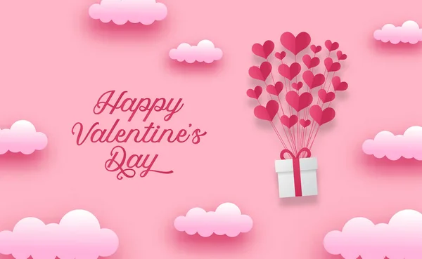 Dia Dos Namorados Saudação Banner Cartão Com Balão Amor Coração —  Vetores de Stock